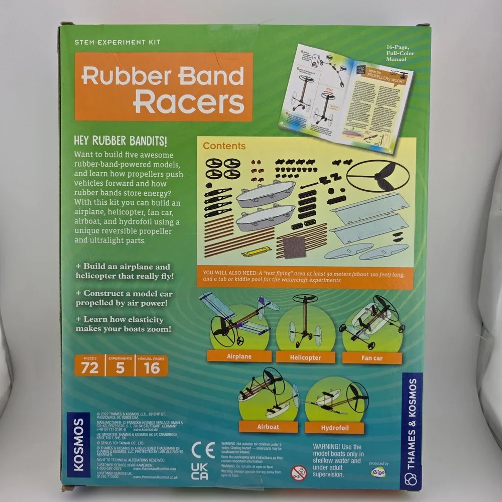 Thames and‎ Kosmos Rubber Band Racers 5 in 1 STEM Experiment Kit New